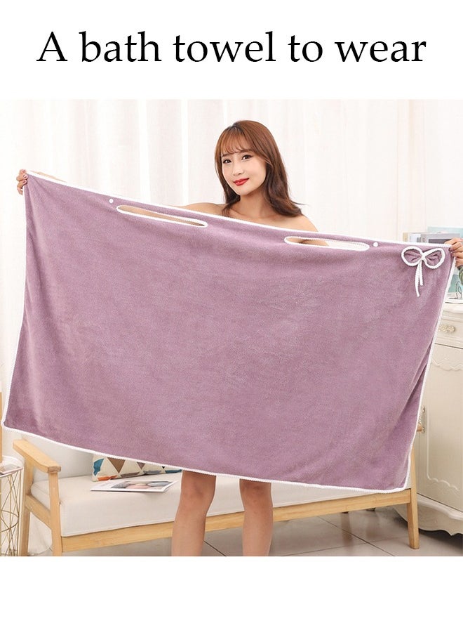DUNISO - Women's Bath Robe, Off Shoulder Wearable Bath Towel Quick Dry Lightweight Highly Water Absorbent Beach Spa Gym Bathrobes Slip Dress Bathing Shower Cover Up Tube Dress Nightwear Sleeping Robe - Image 1
