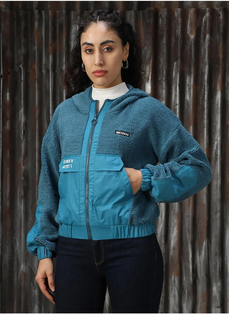 HIGH STAR Women's Blue 100% Polyester Printed Sweatshirt