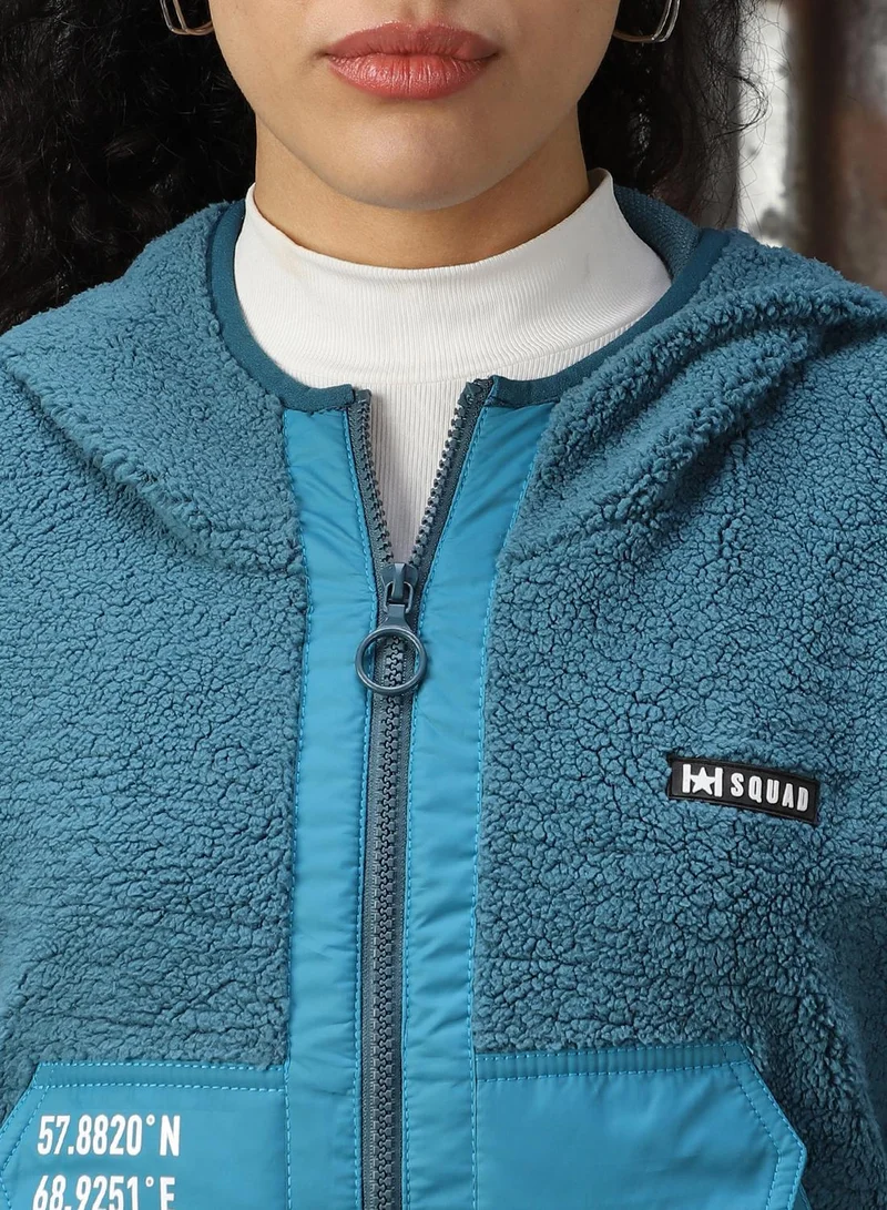 HIGH STAR Women's Blue 100% Polyester Printed Sweatshirt