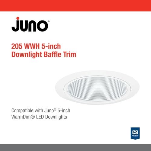 Juno 5-Inch Round Baffle Recessed Lighting Trim, Glare-Reducing Snap-in Trim for Can Lights, Fits Juno IC20 and TC20 Housings, White Finish - Image 3