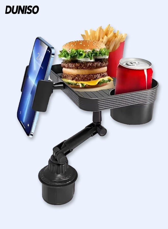 DUNISO 360° Rotation Car Cup Holder,3 In 1 Multifunctional Anti-Slip  Mobile phone holder with Adjustable Food Cart Tray,Suitable for Most Car - Image 1