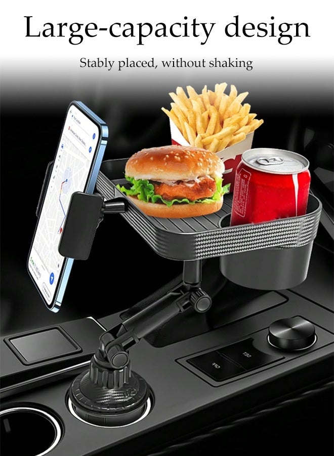 DUNISO 360° Rotation Car Cup Holder,3 In 1 Multifunctional Anti-Slip  Mobile phone holder with Adjustable Food Cart Tray,Suitable for Most Car - Image 4