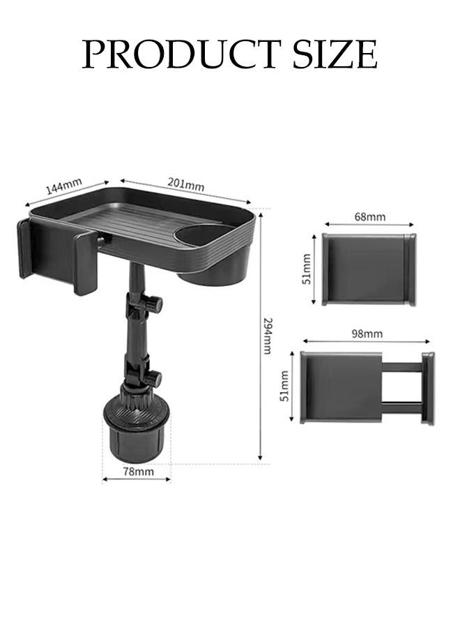 DUNISO 360° Rotation Car Cup Holder,3 In 1 Multifunctional Anti-Slip  Mobile phone holder with Adjustable Food Cart Tray,Suitable for Most Car - Image 2