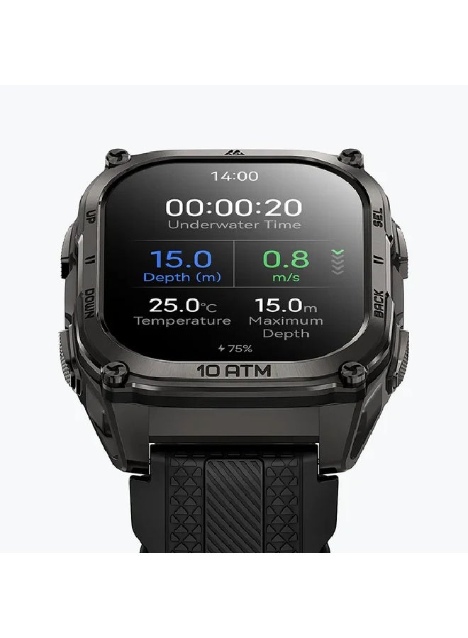 KOSPET ساعة TANK M4 الذكية بشاشة AMOLED مقاس 1.96 بوصة - أسود - Image 3