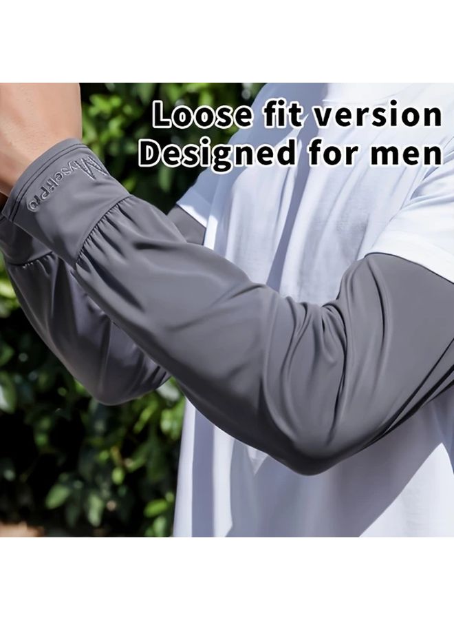 Dark Gray Cooling Arm Sleeves Breathable Quick Dry UV Sun Protection for Cycling Driving Fishing - Image 1