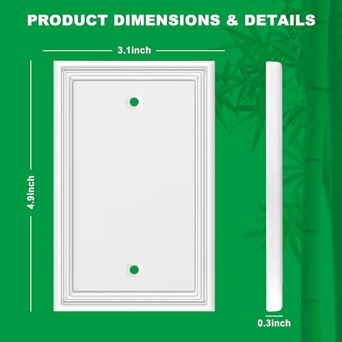 OKAYZIP White Decorative Single Blank Light Switch Covers Wall Plate, Natural Material Switch Plates Outlet Covers - Modern Style (1 Gang Blank 4 Pack) - Image 3