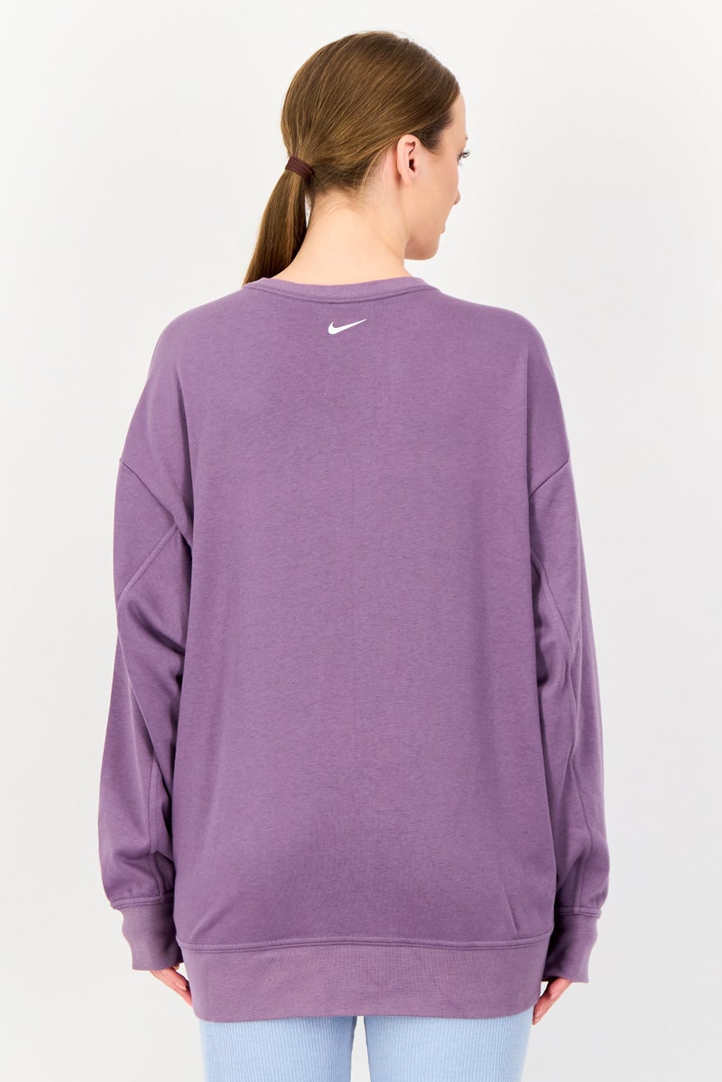 Nike Women Sportswear Fit Short Sleeve Brand Logo Outdoor Sweatshirt, Purple - Image 3