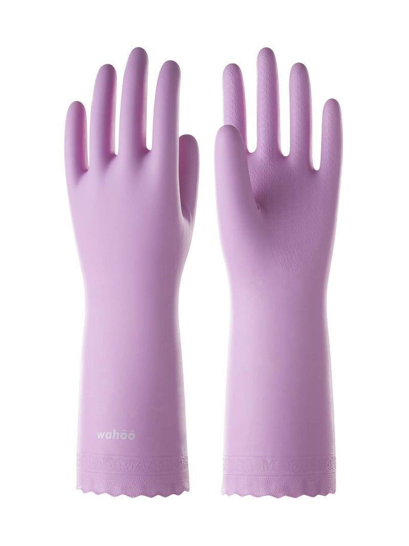 Wahoo LANON Protection wahoo Skin-Friendly Cleaning Gloves, Dishwashing Kitchen Gloves with Cotton Flocked Liner, Reusable, Non-Slip, Mauve Mist, Small - Image 1