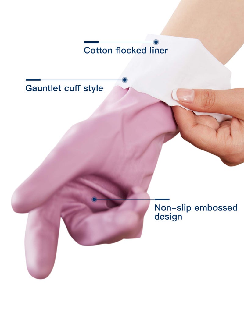 Wahoo LANON Protection wahoo Skin-Friendly Cleaning Gloves, Dishwashing Kitchen Gloves with Cotton Flocked Liner, Reusable, Non-Slip, Mauve Mist, Small - Image 2