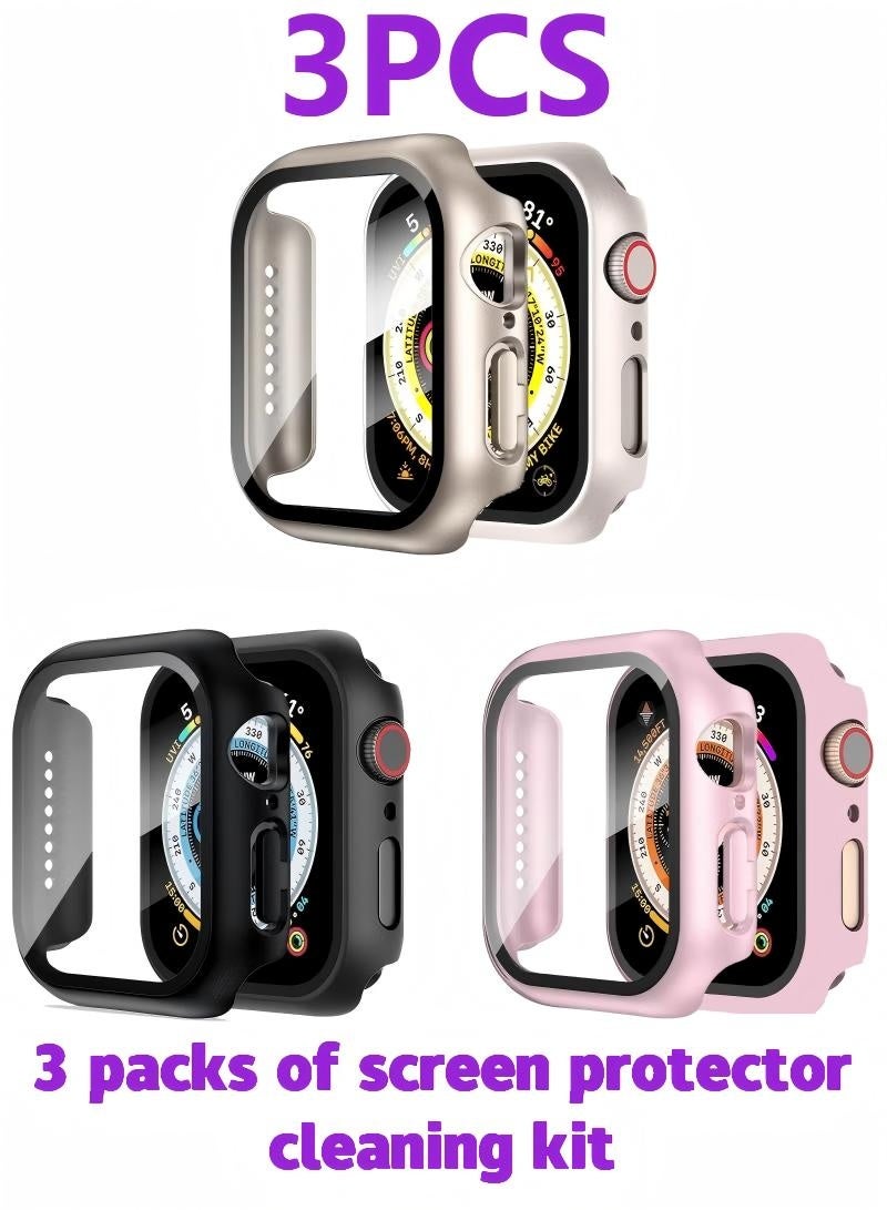 3 Pcs Protective Case Compatible with Apple Watch Series 11/10 42mm Case with Tempered Film Screen Protector for iWatch Full Protective Hard PC Bumper Touch Sensitive HD Screen - Image 1