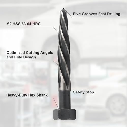 Rocaris 13/16" M2 HSS Taper Chucking Reamer Drill Bit, Taper Reamer Drill Bit for Steel, Alloy, Aluminum, Wood, Plastic - Image 3