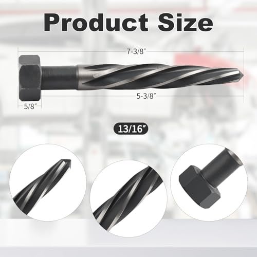 Rocaris 13/16" M2 HSS Taper Chucking Reamer Drill Bit, Taper Reamer Drill Bit for Steel, Alloy, Aluminum, Wood, Plastic - Image 2