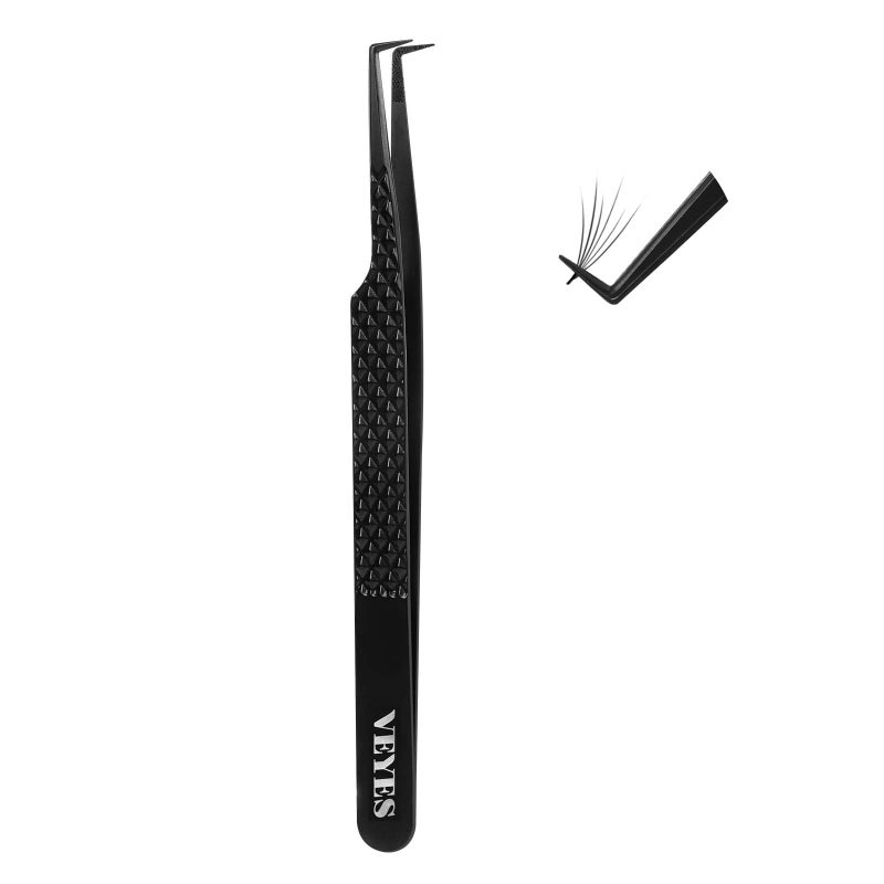 VEYES INC Lash Tweezers for Eyelash Extensions,Fiber Tip Tweezers for Individual Classic and Volume Lash,Stainless Steel Lash Tweezers-Slim 90 Degree - Image 1