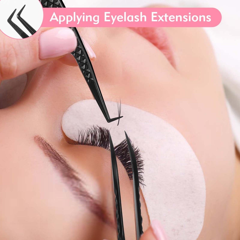 VEYES INC Lash Tweezers for Eyelash Extensions,Fiber Tip Tweezers for Individual Classic and Volume Lash,Stainless Steel Lash Tweezers-Slim 90 Degree - Image 2