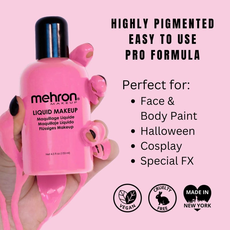 Mehron Makeup Liquid Makeup | Face Paint and Body Paint Perfect for Halloween, Cosplay I Air Brush Compatible 4.5 oz (133 ml) (PINK) - Image 2