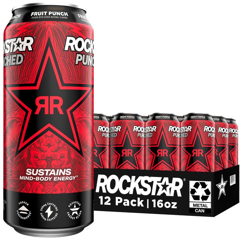 Rockstar مشروب الطاقة روكستار بانشيد، فواكه بانش، 16 أونصة سائلة (عبوة من 12) (قد يختلف التعبئة) - Image 1