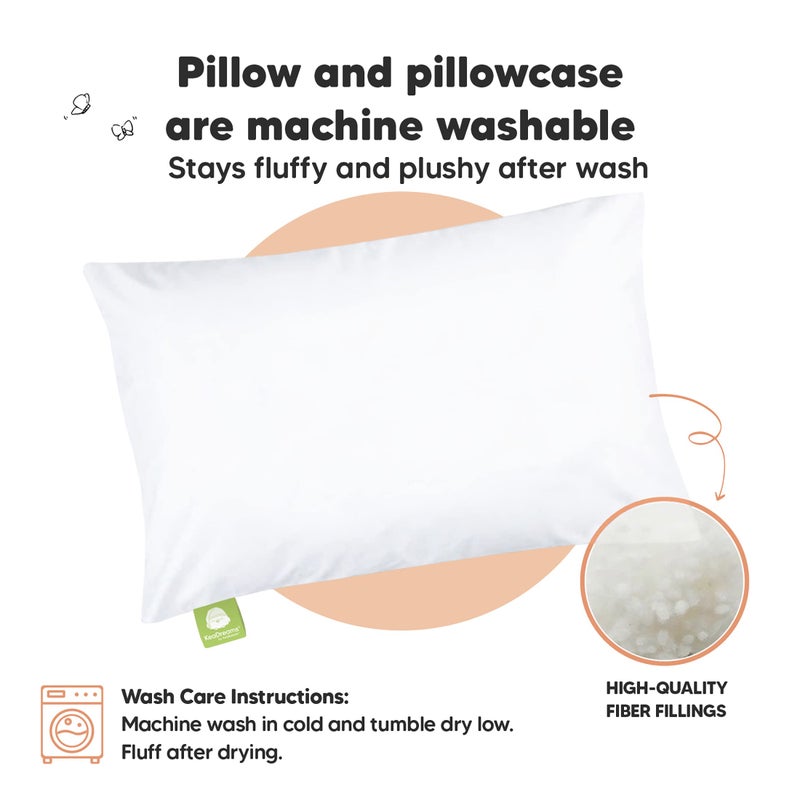 KeaBabies وسادة للأطفال الصغار مع غطاء وسادة - 13 × 18 وسادة My Little Dreamy Pillow، وسائد من القطن العضوي للأطفال الصغار للنوم (أبيض ناعم)  - Image 4