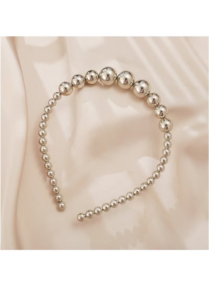 Huitich Elegant Pearl Headband for Girls – Silver Hair Accessory  - Image 4