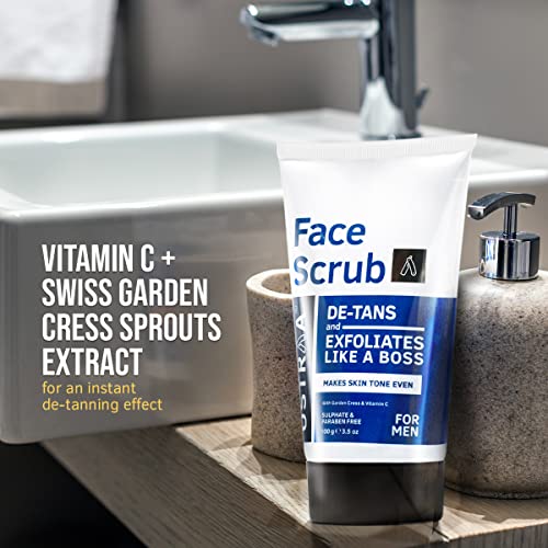 Ustraa Face Scrub -100g - Pack of 2 - De-Tan Scrub for Men | Exfoliation & Effective Tan Removal with Bigger Walnut Granules, No Sulphate, No Paraben | Made in India - Image 4