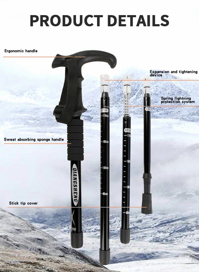 GROIC 2 قطعة أقطاب رحلات السفاري تلسكوبي عصي للمشي أقطاب التنزه سيرًا على الأقدام، أقطاب خفيفة للمشي لمسافات طويلة، معدات رياضية خارجية - Image 2