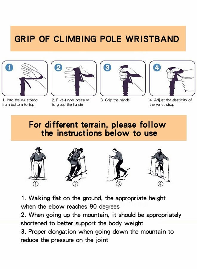 GROIC 2 قطعة أقطاب رحلات السفاري تلسكوبي عصي للمشي أقطاب التنزه سيرًا على الأقدام، أقطاب خفيفة للمشي لمسافات طويلة، معدات رياضية خارجية - Image 4