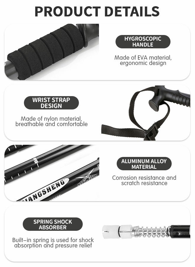 GROIC 2 قطعة أقطاب رحلات السفاري تلسكوبي عصي للمشي أقطاب التنزه سيرًا على الأقدام، أقطاب خفيفة للمشي لمسافات طويلة، معدات رياضية خارجية - Image 3