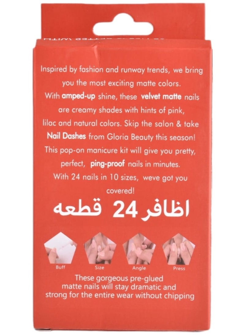 هوليا بيوتي طقم أظافر صناعية 24 قطعة من بوب وان ، برتقالي غير لامع  - Image 3