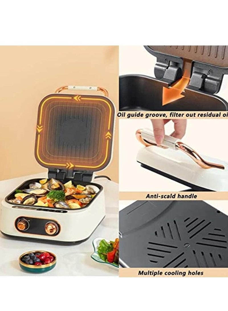Electric Hot Pot 2 in 1 1800W, Multifunction Electric Baking Tray with Cooker Hot Pot, Stir Fry, Noodles, Grill, Pasta, Nonstick Frying Pan, Dual Power Control Electric Cooker for Dorm and Office  - Image 2