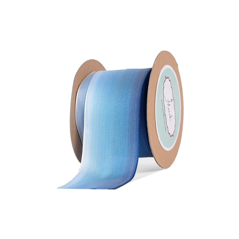 Meraki Cards Meraki Cards Lt Blue to Dark Blue Shaded Wired Ribbon Gradient RibbonStylish Design for Mens Gift Wrapping Baby Showers Special Occassion Dcor Light Blue 38mm 5 Yards