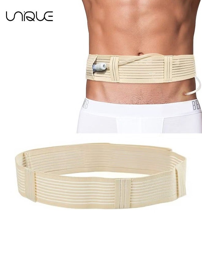 Unique Elastic Abdominal Belt, Soft Breathable Therapy Assist Belt, Adjustable Abdominal Catheter Holder Accessory, Safety Transfer Device Tip Feeding Tube Supplies (beige size M)  - Image 1