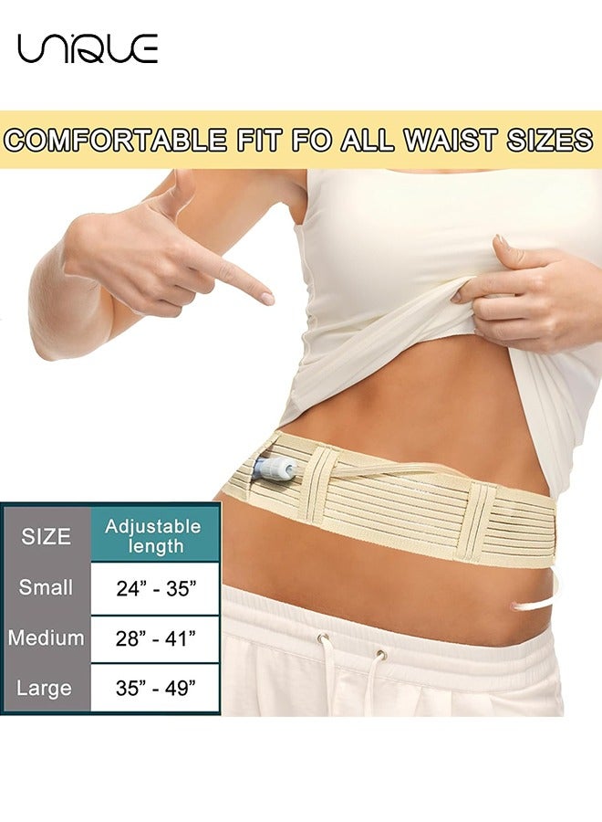 Unique Elastic Abdominal Belt, Soft Breathable Therapy Assist Belt, Adjustable Abdominal Catheter Holder Accessory, Safety Transfer Device Tip Feeding Tube Supplies (beige size M)  - Image 2
