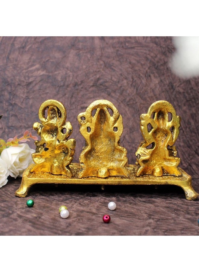AASA God Idols for Pooja| Antique Laxmi Saraswati Ganesh Ji Idol Murti for Home Decore| Decorative Idol with Diya Stand for Diwali Festival Decoration - Image 5