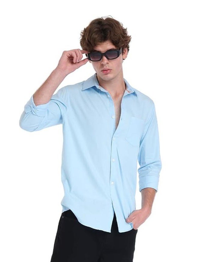 fyltr Men's Solid 100% Cotton Casual Full Sleeves Regular Fit Shirt with Pocket - Image 5