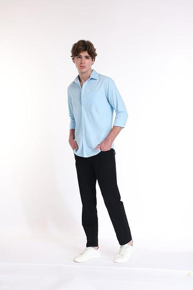 fyltr Men's Solid 100% Cotton Casual Full Sleeves Regular Fit Shirt with Pocket - Image 3