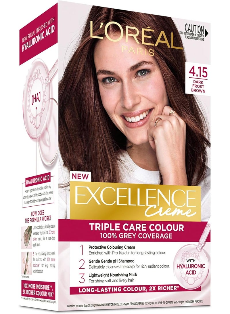 لوريال باريس إكسيلنس كريم للعناية الثلاثية، لون 4.15 بني فاتح (قد يختلف التغليف، تغليف عربي/إنجليزي) - Image 1