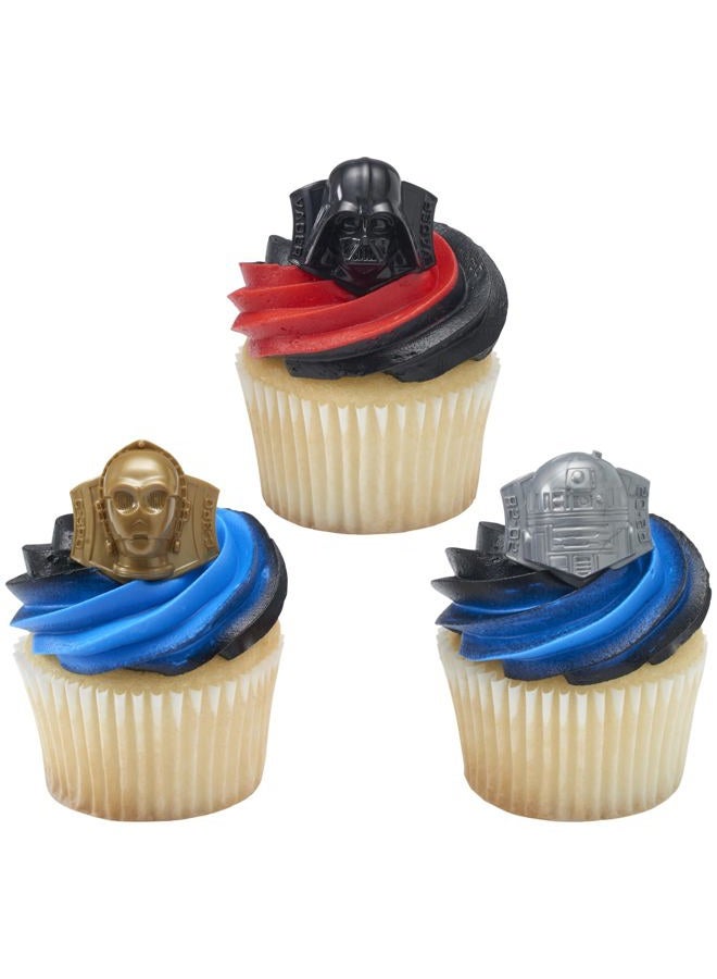DecoPac STAR WARS Cupcake Rings, 24 Cupcake Toppers Featuring Darth Vader, C-3PO, And R2-D2, 3D Food Safe Cake Toppers by DecoPac– 24 Pack - Image 5