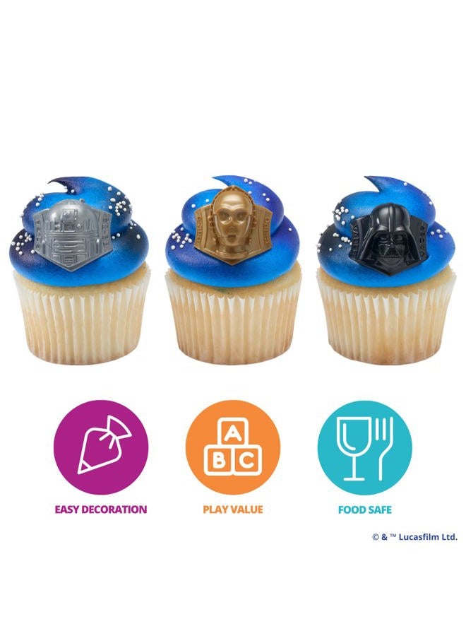 DecoPac STAR WARS Cupcake Rings, 24 Cupcake Toppers Featuring Darth Vader, C-3PO, And R2-D2, 3D Food Safe Cake Toppers by DecoPac– 24 Pack - Image 2