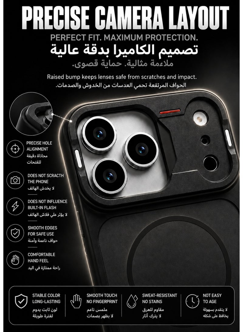 صوت واضح غطاء حماية لهاتف آيفون ١٧ برو ماكس، متوافق مع تقنية ماج سيف، مقاوم للصدمات، بظهر ناعم غير لامع وشفاف، وحماية بارزة للكاميرا، وفتحات دقيقة للاستخدام اليومي (أسود) - Image 2