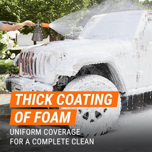 STARQ FoamMaster Heavy-Duty Foam Cannon for Pressure Washer, Pre-Installed Mesh and Orifice with Extra Set Included, Adjustable Spray Nozzle, Brass Connector, Thick Snow Foam for Car and Bike Cleaning - Image 2
