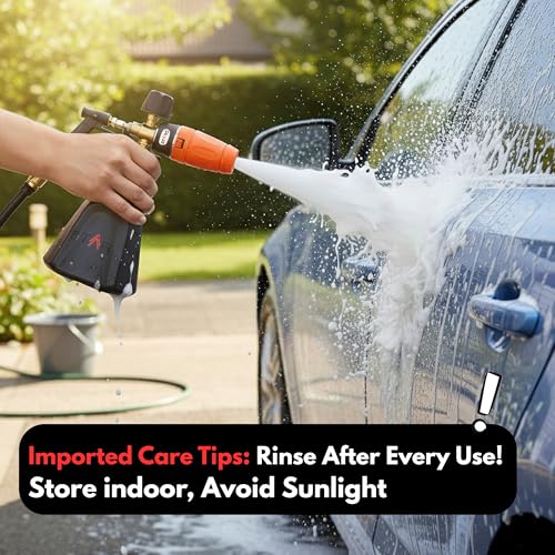 STARQ FoamMaster Heavy-Duty Foam Cannon for Pressure Washer, Pre-Installed Mesh and Orifice with Extra Set Included, Adjustable Spray Nozzle, Brass Connector, Thick Snow Foam for Car and Bike Cleaning - Image 3