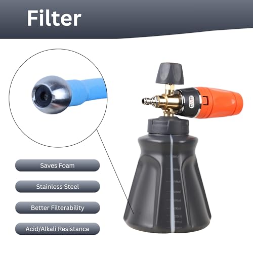 STARQ FoamMaster Heavy-Duty Foam Cannon for Pressure Washer, Pre-Installed Mesh and Orifice with Extra Set Included, Adjustable Spray Nozzle, Brass Connector, Thick Snow Foam for Car and Bike Cleaning - Image 5