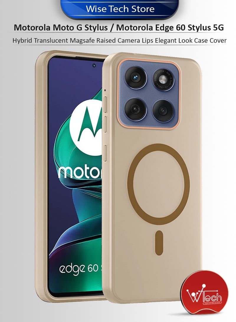 Wtech Motorola Moto G Stylus / Motorola Edge 60 Stylus 5G 2025 Hybrid Translucent Magsafe with Magnetic Charging Raised Camera Lips Elegant Look Case Cover (MCMPMN) - Brown - Image 1