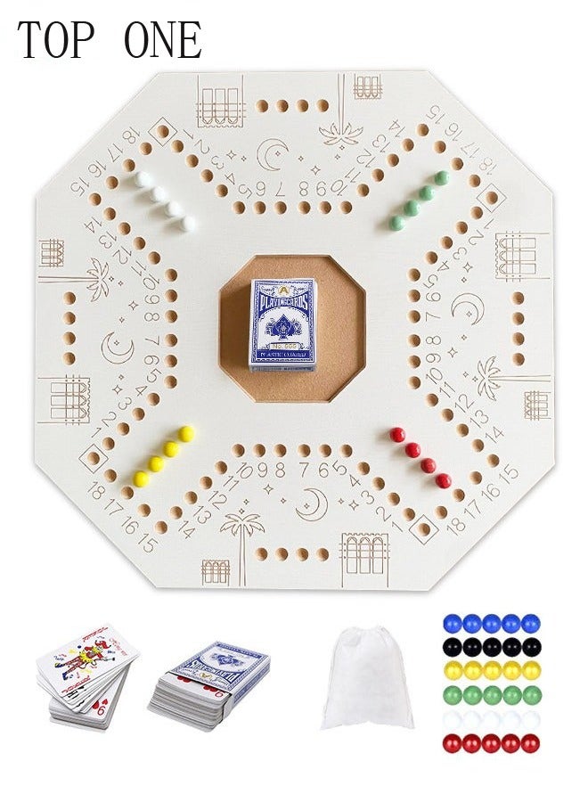TOP ONE Jackaroo Board Game,Ludo Board Game,Jackaroo Joker Wooden Board Game for 4 players,Includes Cards and Marbles, Small bag for Marbles,Jackaroo Game Family Game Marble Game  - Image 5