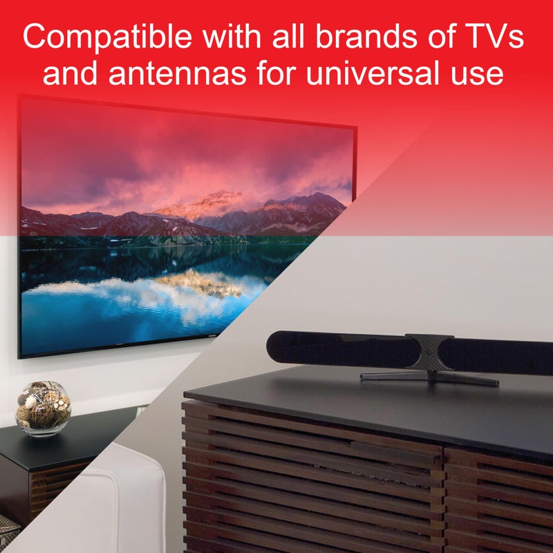 GE Indoor HD Digital TV Antenna Amplifier, Low Noise Antenna Signal Booster, Clears Up Pixelated Low-Strength Channels, Supports HD Smart TV VHF UHF, AC Adapter, Black, 42178 - Image 5