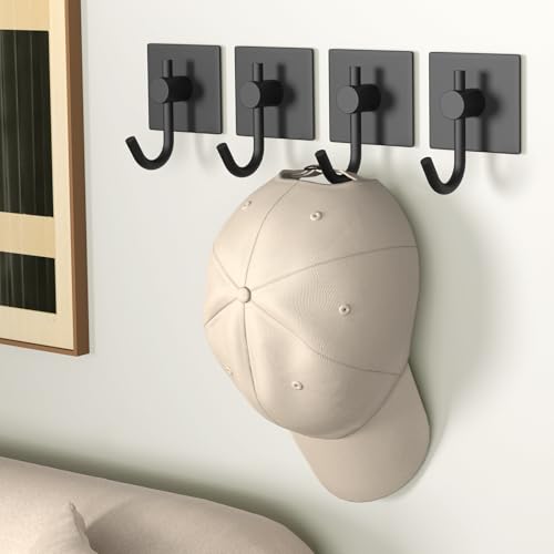 VAEHOLD 6 Pack Adhesive Wall Hooks, Heavy Duty Sticky Holder Aluminum Towel Hooks for Hanging Coat, Hat, Key, Clothes, Closet Hook Wall Mount for Kitchen, Bathroom, Office (Black) - Image 4