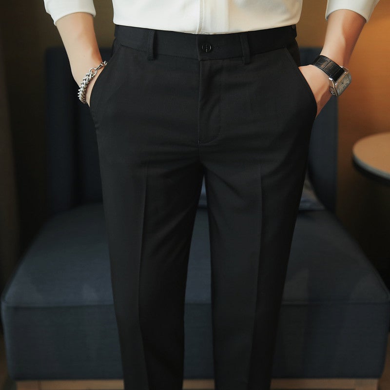 New Korean Style Casual Pants Mens Summer Ankle-length Pants Solid Color Casual Pants Waist Adjusting Slim Quality Pants Brown  - Image 3