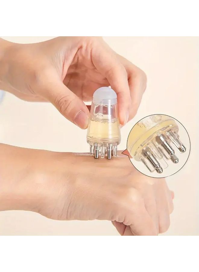Portable Scalp Massager With Steel Roller Balls White 2 Pieces Oil Applicator Brush - Image 5