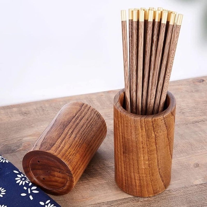 Cabilock Wooden Chopsticks Organizer Compact Holder for Utensils and Pens Kitchen Storage Container Elegant Design for Cutlery and Desk Supplies - Image 3