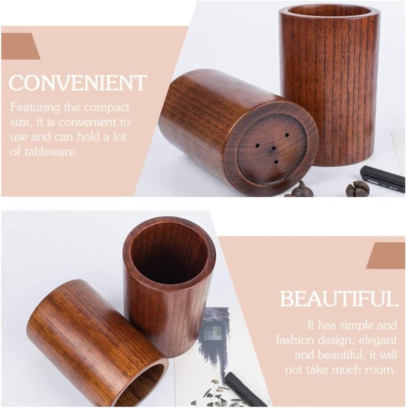 Cabilock Wooden Chopsticks Organizer Compact Holder for Utensils and Pens Kitchen Storage Container Elegant Design for Cutlery and Desk Supplies - Image 4