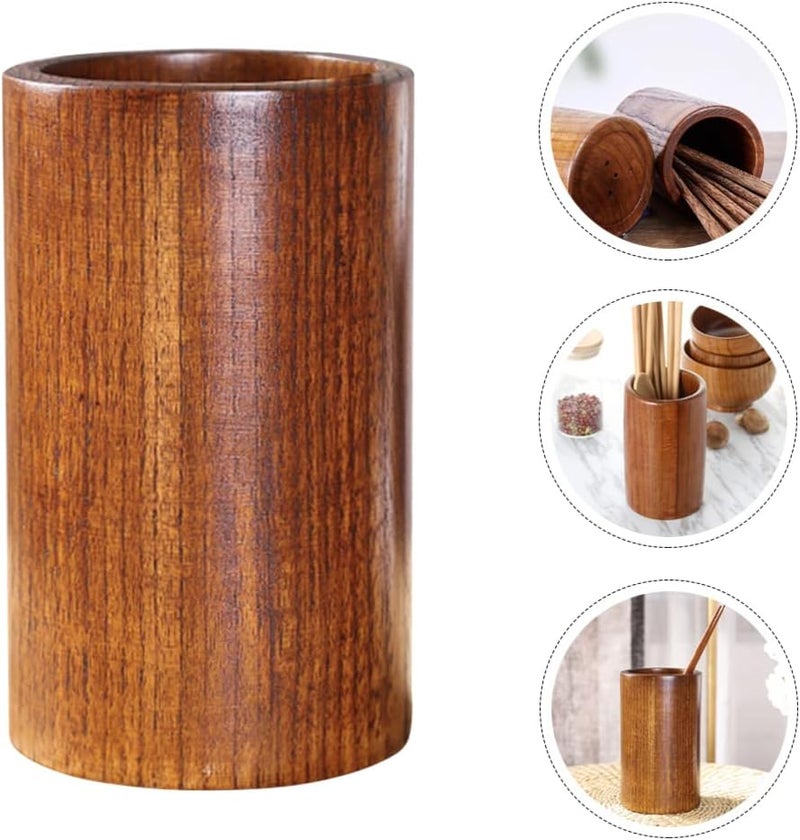 Cabilock Wooden Chopsticks Organizer Compact Holder for Utensils and Pens Kitchen Storage Container Elegant Design for Cutlery and Desk Supplies - Image 5